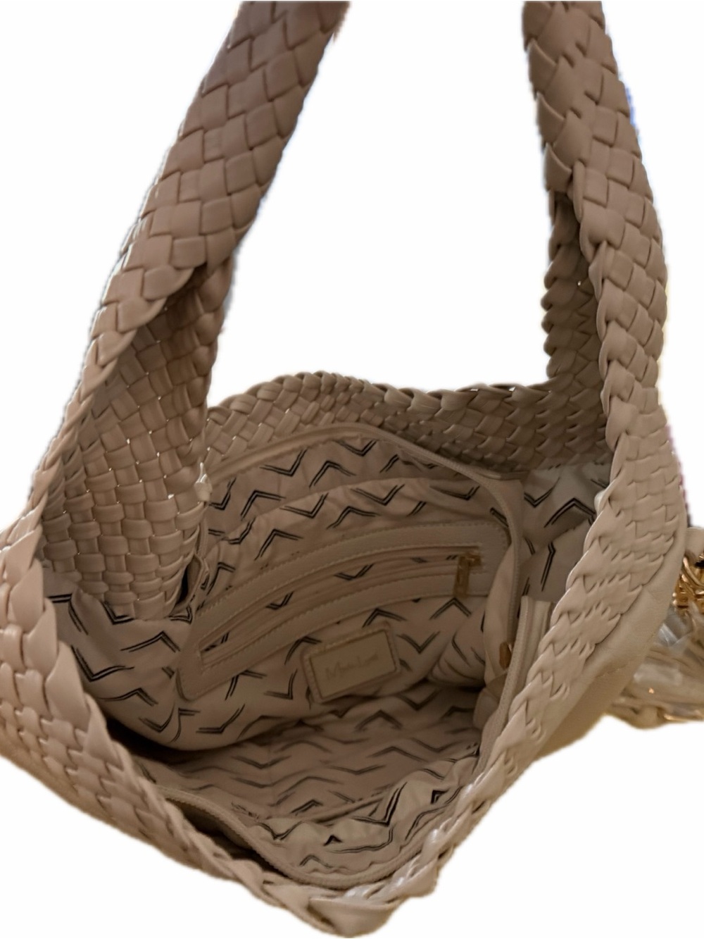Moda Luxe Majestique Light Cream Braided-Top Hobo Bag - Picture 6 of 8